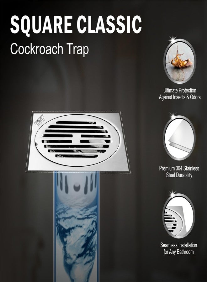 Sanjay Chilly Floor Drain with Cockroach Trap 304 Stainless Steel Grade Bathroom Gratings Floor Cover Jali Waste Water Drainer Strainer Washbasin Sink Toilet Anti Odor (Square Classic 5x5 INCH) - Image 5